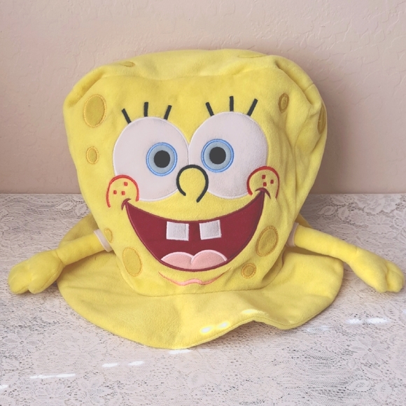 Vintage Y2k 2005 Spongebob Squarepants Bucket Hat Plush Universal Studios - Picture 1 of 10